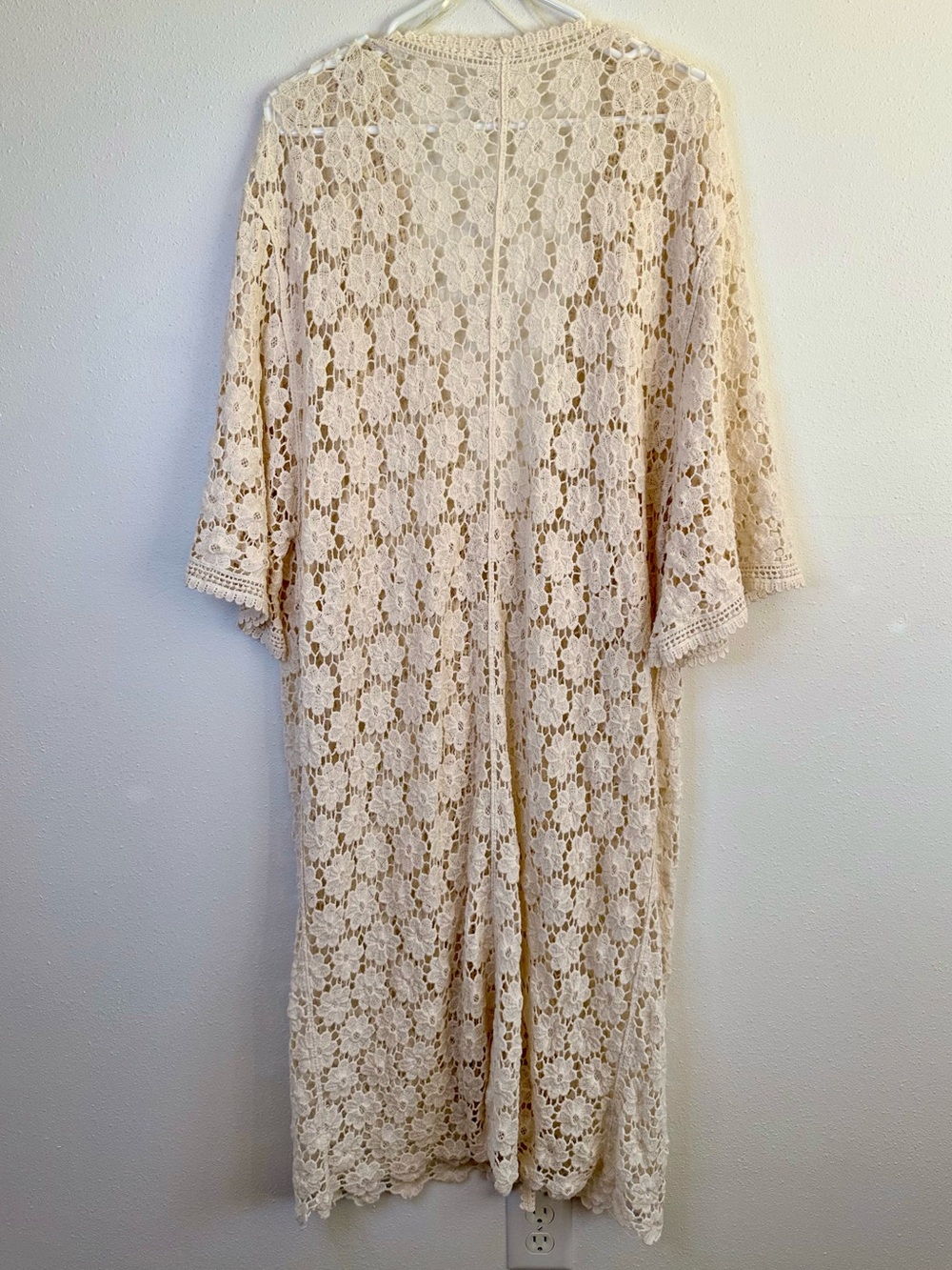 Altar’d State Cream Lace Kimono Duster Boho Sheer Cardigan S/M - Picture 7 of 11